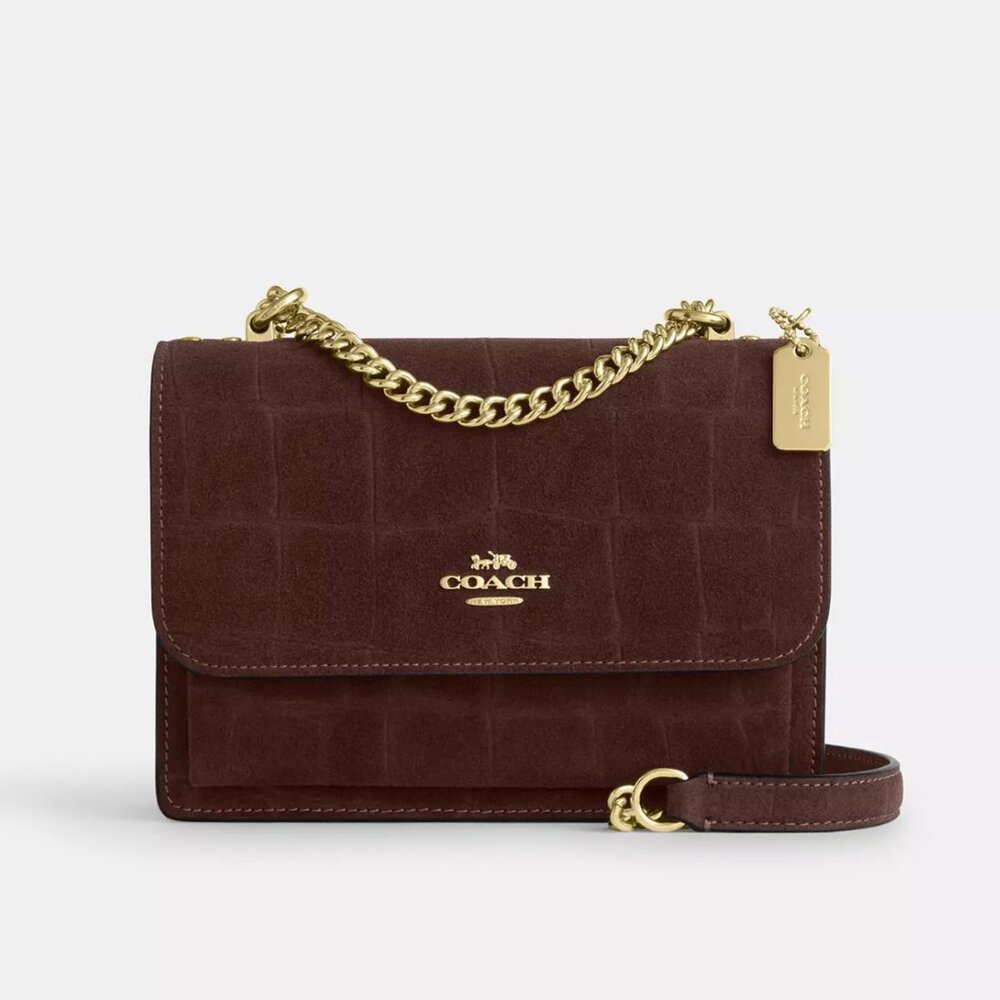Coach CCE09 Mini Klare Crossbody Bag Crocodile-embossed Suede & Leather NWT